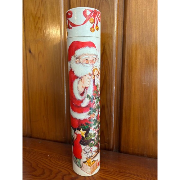 Vintage Santa Claus Christmas Fireplace Match Stick Holder Tube with Matches 11" - Picture 1 of 8